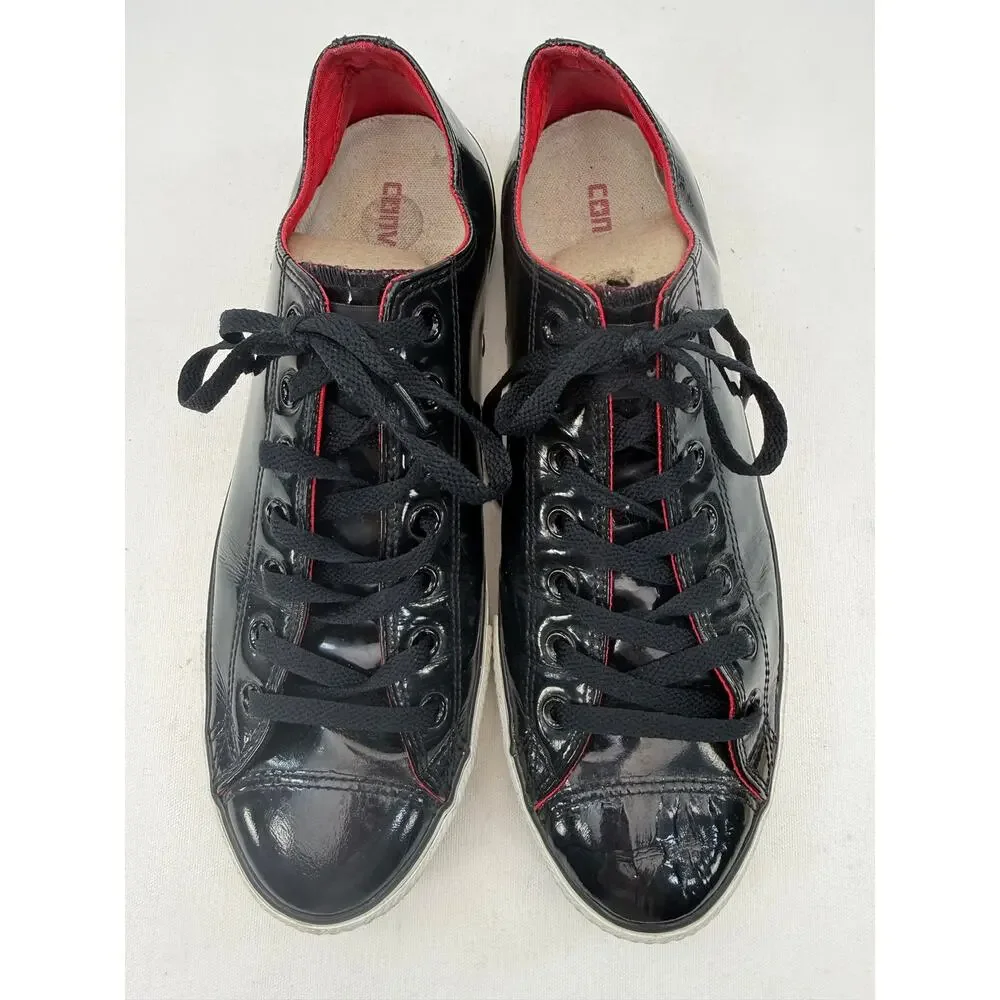 Converse All Star Vintage Y2K Black Patent Crinkle Leather Sneakers Men’s 11 Low